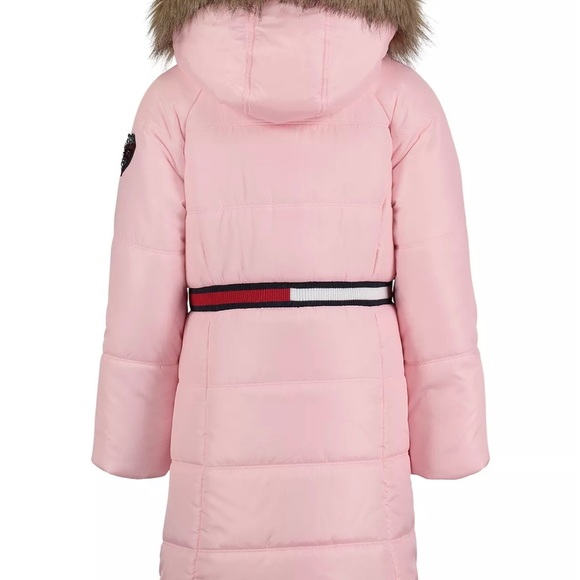 Brand New TOMMY HILFIGER Little Girls Pink Puffer Jacket Coat, Size 5/6, NWT - Picture 2 of 5